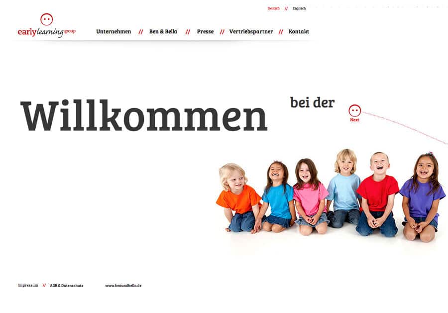 Konzept, Webdesign, Click and Scroll Webseite Early Learning Group